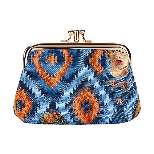 Signare Tapestry Cute Exquisite Double Pocket Kiss Lock Coin Purse for Women with Garden Flower and Creatures (Frida Icon)