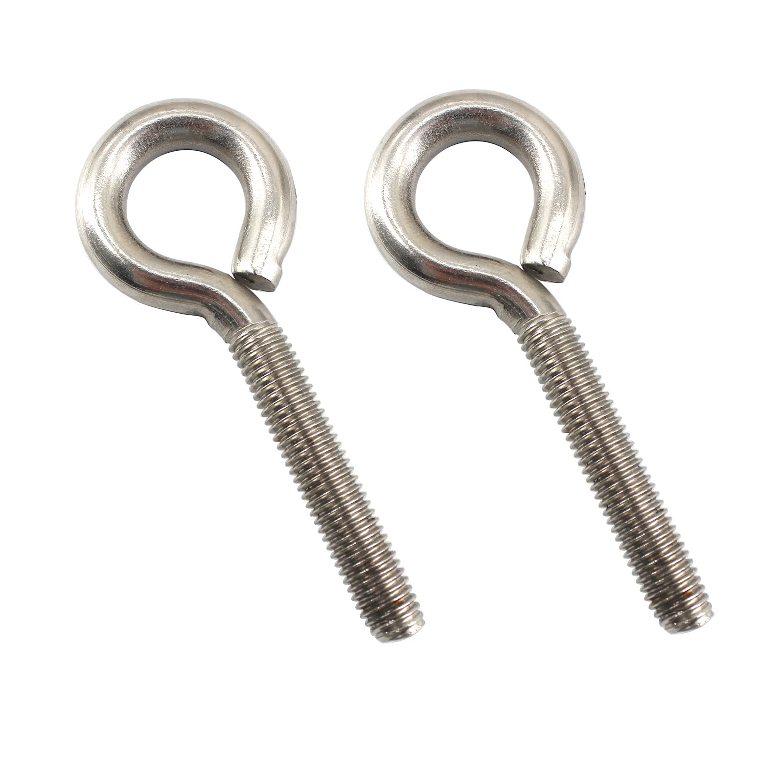 2Pcs M10x50 304 Stainless Steel Eye Screw Closed Hook Ring Bolts, Eye Screw