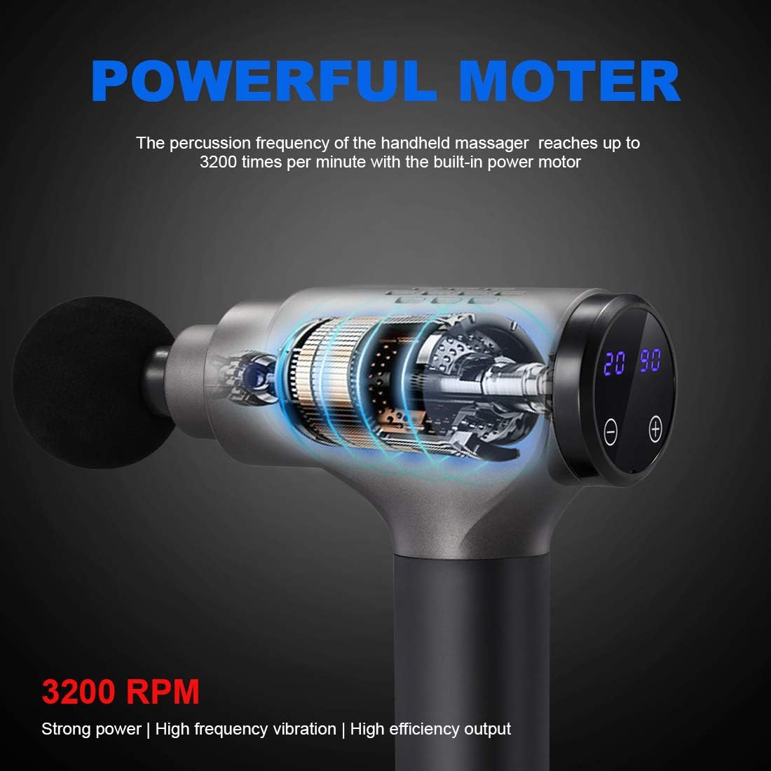 Hethtec Massage Gun, Handheld Muscle Massager for Pain Relief, 20 Speed, Includes 6 Massage Heads and Carrying Case: Health & Personal Care