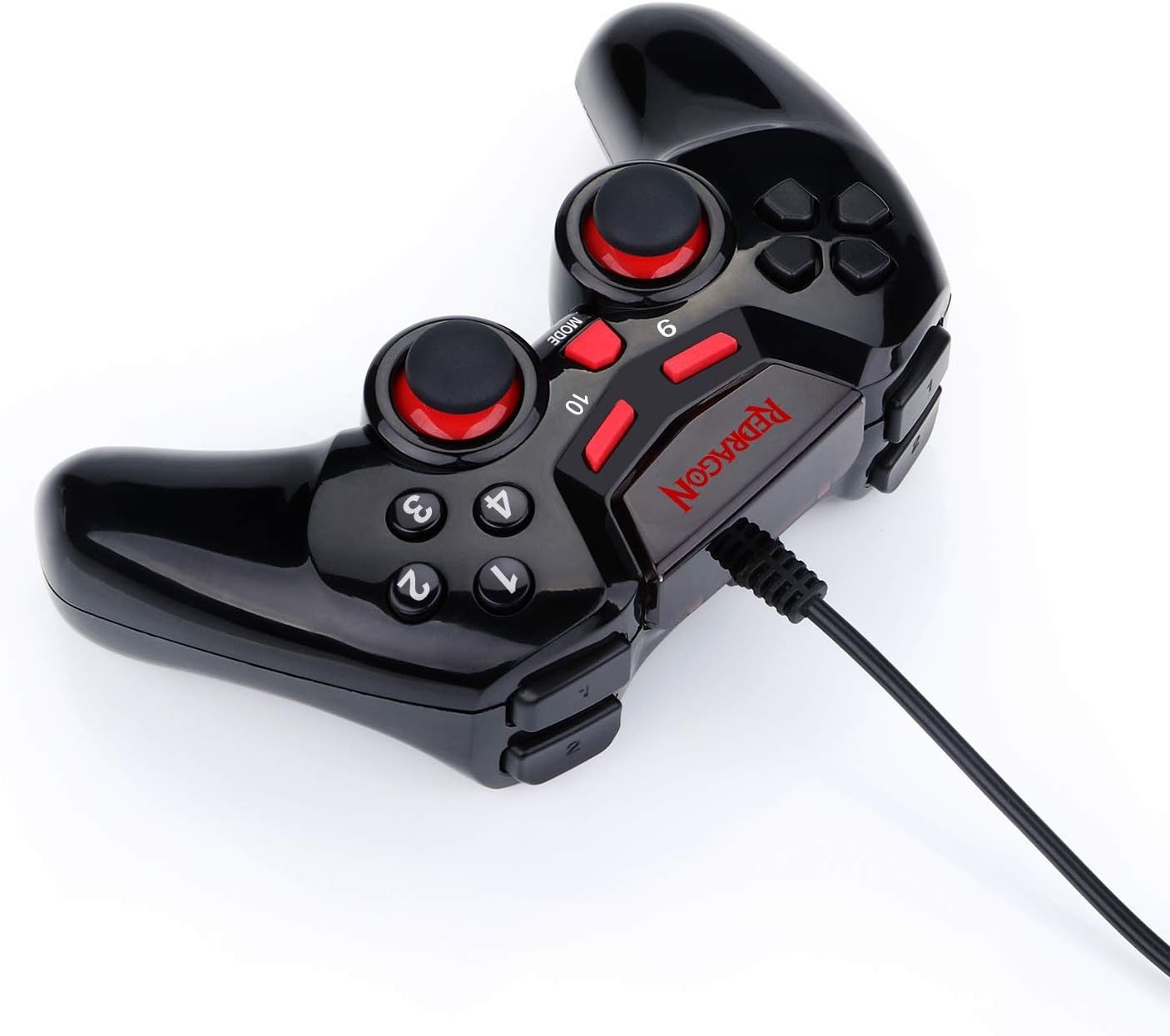 Redragon G806 Gamepad, PC Game Controller, Joystick with Dual Vibration, Seymur, for Windows PC, PS3, Playstation, Android, Xbox 360 (Black-Red, Wired): Computers & Accessories