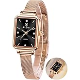 Taxau Women's Square Watch Mesh Bracelet Stainless Steel Rectangular Dress Watches for Women Fashion Business Analog Quartz Ladies Small Wrist Watch