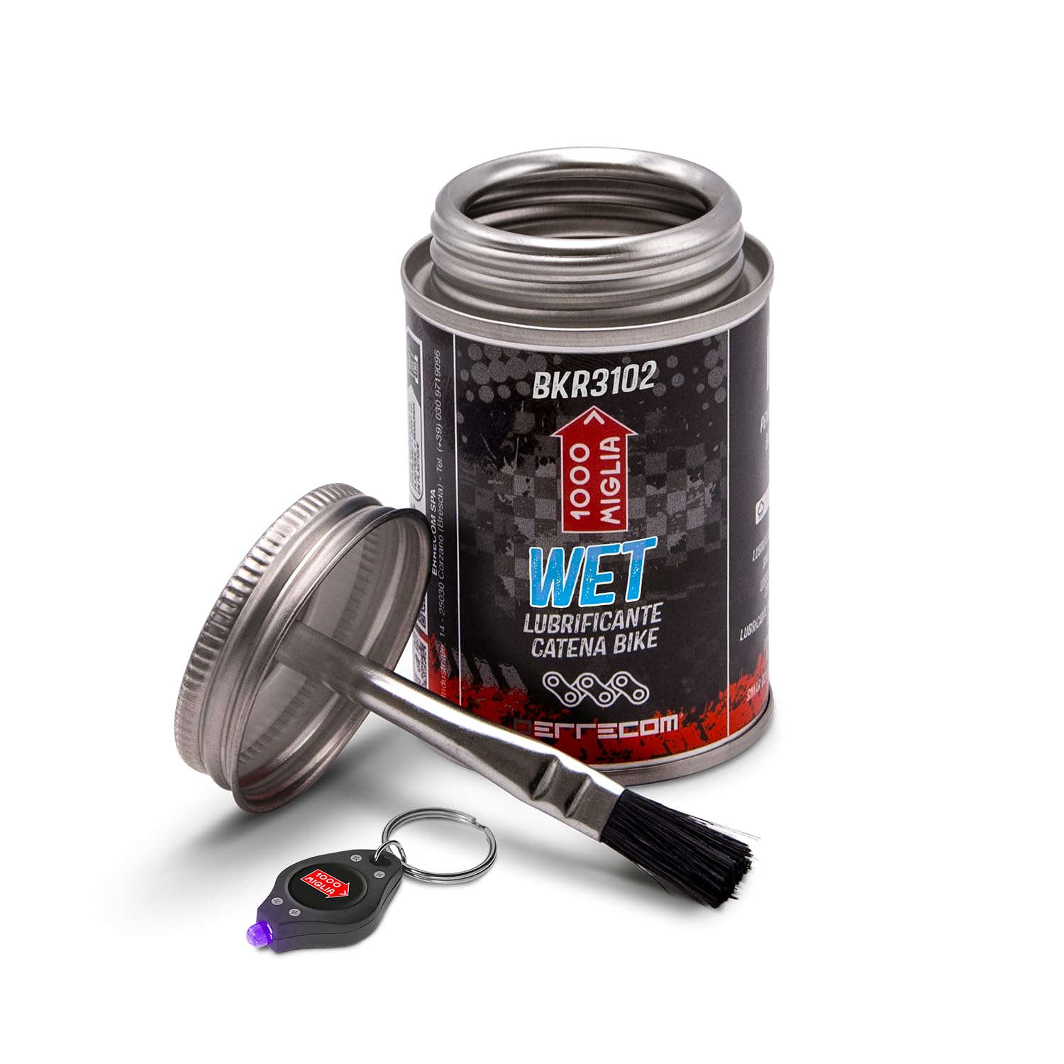Errecom 1000 Miglia BKR 3102-120 ml Can, Wet Lube Bike Chain, for Wet and Muddy Weather Conditions, Brush included