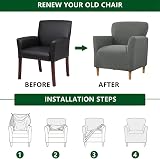 LiveGo Stretch Banquet Armchair Slipcover Dark Gray view 4
