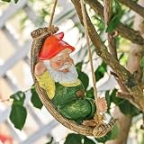 TERESA'S COLLECTIONS Garden Ornaments Outdoor Gnome Hanging 18.3cm Green view 3