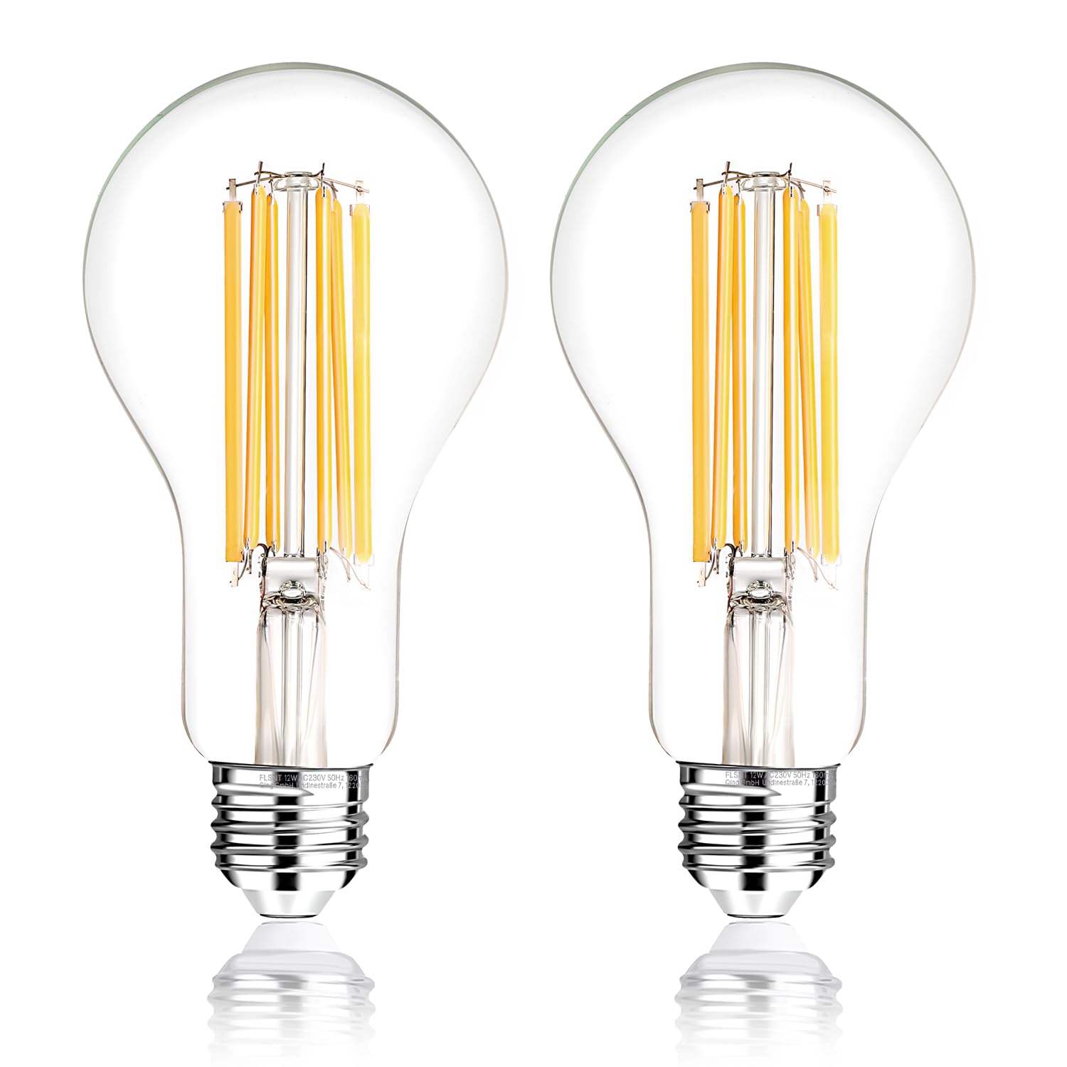 FLSNT E27 Screw Bulb 200W Equivalent, 3000LM Ultra Bright Edison Screw Bulb, 18W A70 LED Cool White Light Bulbs, 4000K Cool White, Non-Dimmable, Clear Glass, Pack of 2 — image 1