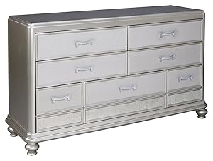 Ashley Furniture Signature Design - Coralayne Chest of Drawers - Exquisite Hollywood Regency Flair Dresser - Silver