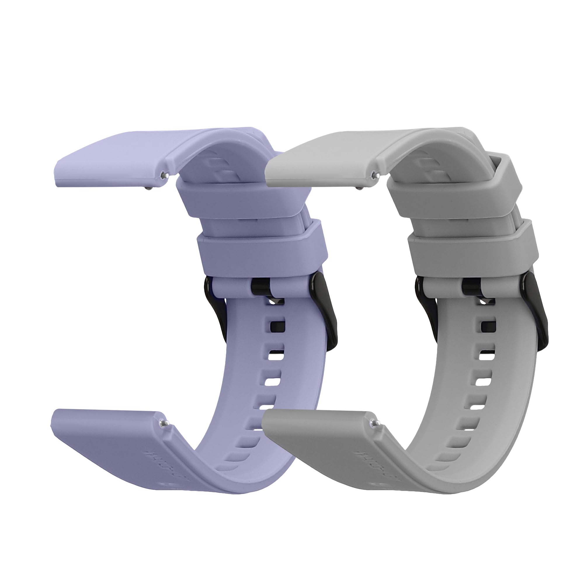 kwmobile Straps Compatible with Withings ScanWatch 42mm / Steel HR 40mm / ScanWatch Horizon Straps - 2x Replacement Silicone Watch Bands - Smartwatch or Fitness Tracker - Grey/Lavender