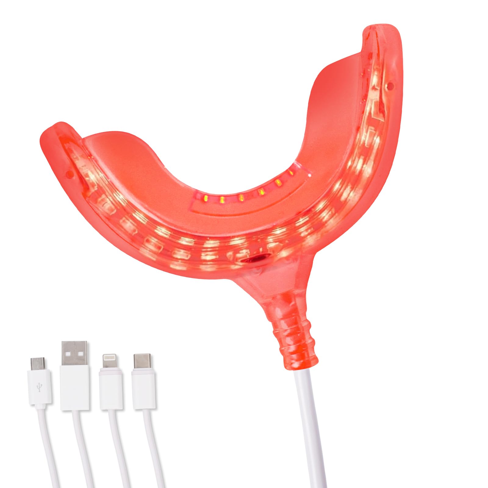 Photo 1 of Red Light Therapy for Gums, Toothache Relief, 32 LED Periodontal Light, Bleeding Gums, Gum Health Red Light, with adapters for USB/C, iPhone, and Android from (White)