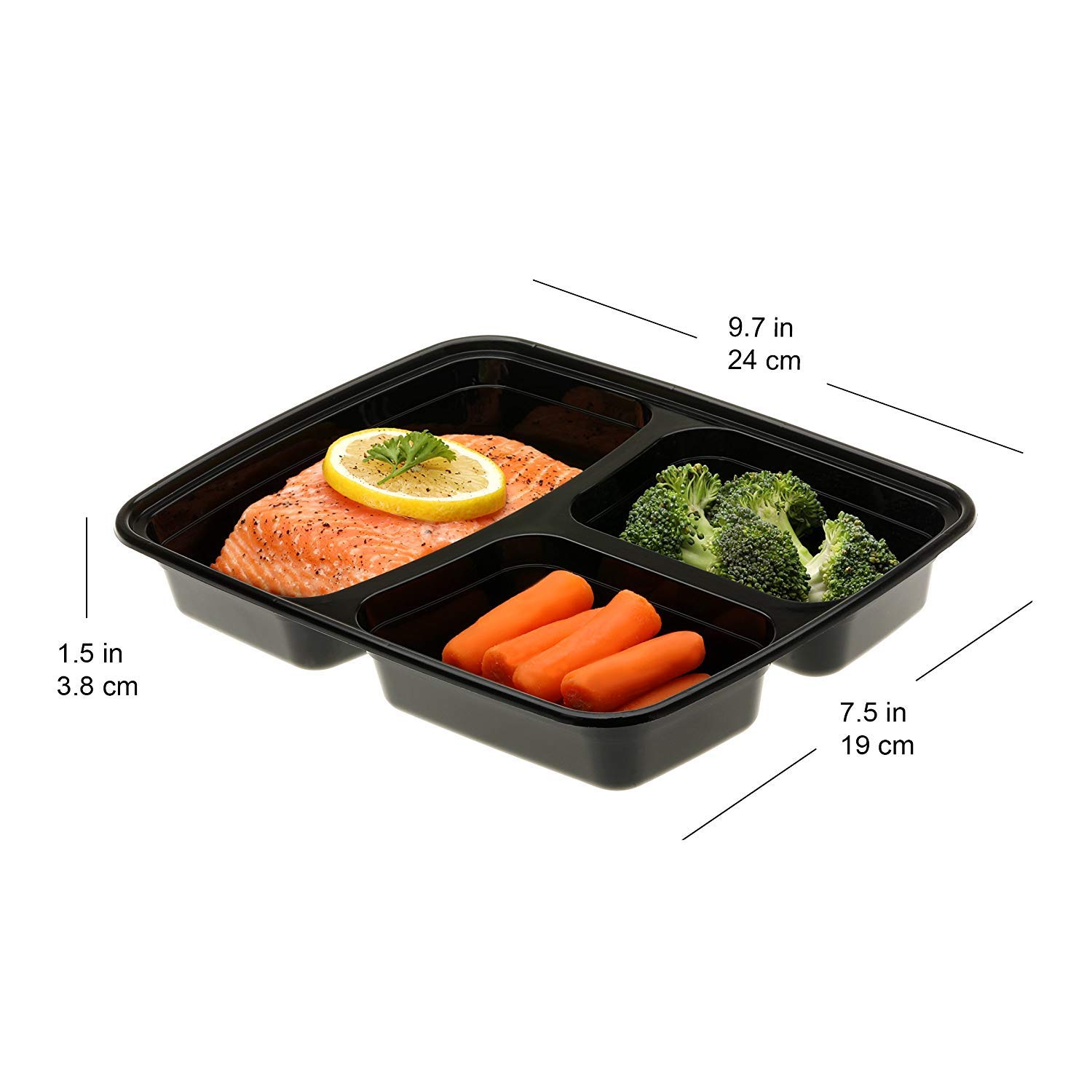 Freshware Meal Prep Containers [15 Pack] 3 Compartment with Lids, Food