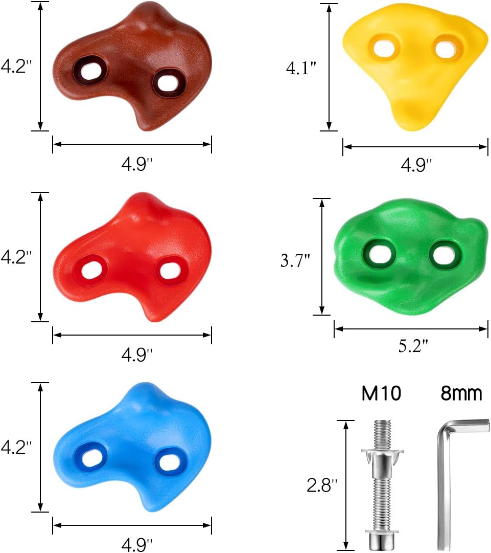 SEKKVY 30 Rock Wall Climbing Holds for Kids, Large Climbing Rocks for Indoor Outdoor Play Set, Rock Wall Hand Holds Kit with 2 Inch Mounting Hardware: Toys & Games