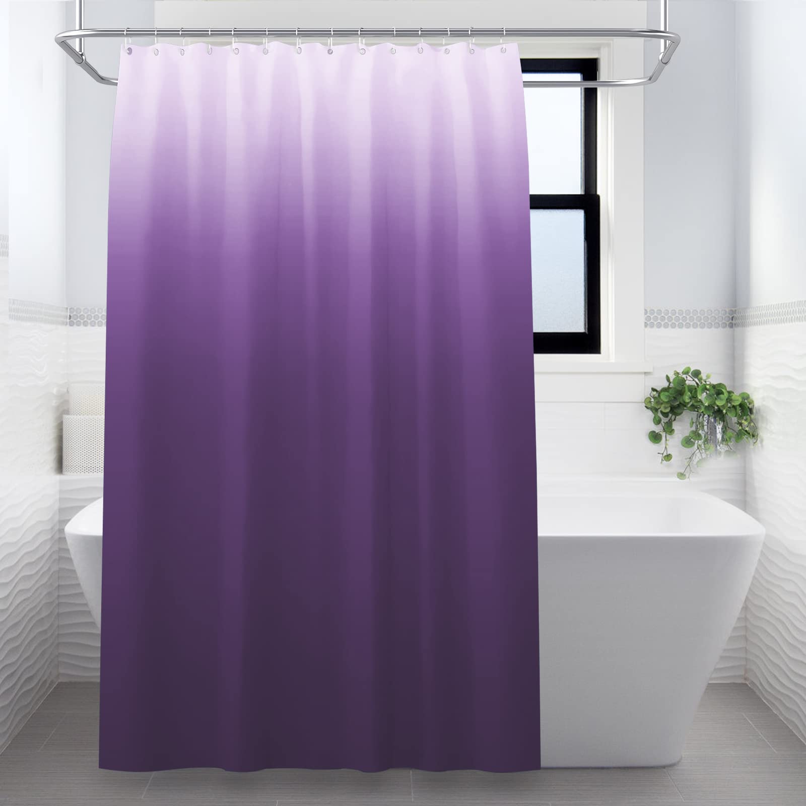 Lollanda Shower Curtain Gradient Purple Shower Curtains with Strong Hooks, Thick Duty Bath Curtains Bathroom Accessories, 180x180cm (Purple)