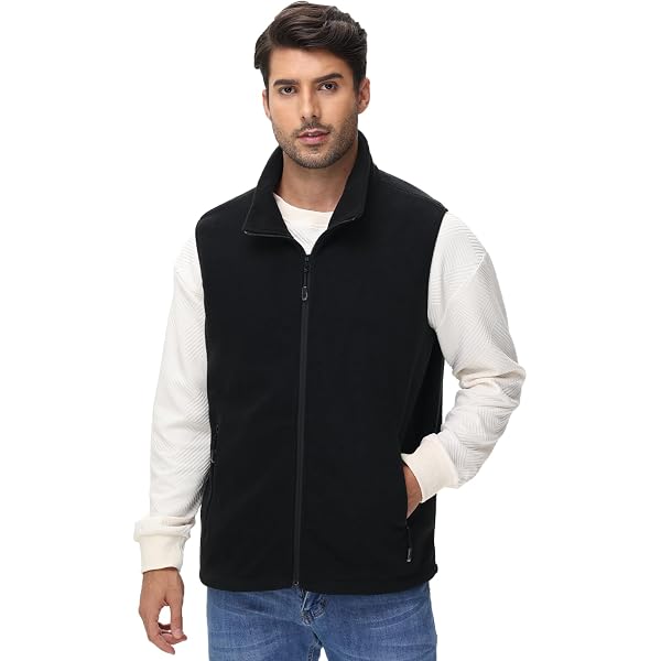 COOFANDY Men's Lightweight Fleece Vest - Sleeveless Zip-Up, 5 Pockets, Casual Outerwear