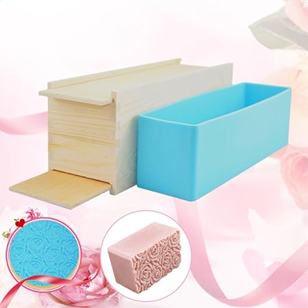 Seife Silikon Form mit Holz Box für Hausgemachte flexible rechteckige Kunst Handwerk machen Home Küche Werkzeug Set Halter Di