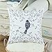 CaliTime Throw Pillow Cases Pack of 2 Cotton Cute Bird in Gray Garden Embroidered Decorative Cushion Covers for Couch Bed Sofa Farmhouse Decoration 18 X 18 Inches Navy Blue