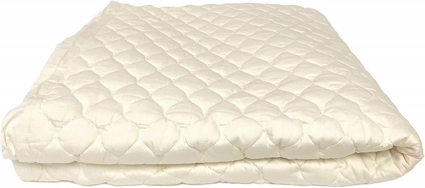 OrganicTextiles Organic Cotton Mattress Pad Protector (Cal King Size), GOTS Certified, 17” Deep Pocket Fitted Bed Skirt, 350 Thread Count, Beautiful Quilted Design, Rich Soft Silky Feel, Machine Washable