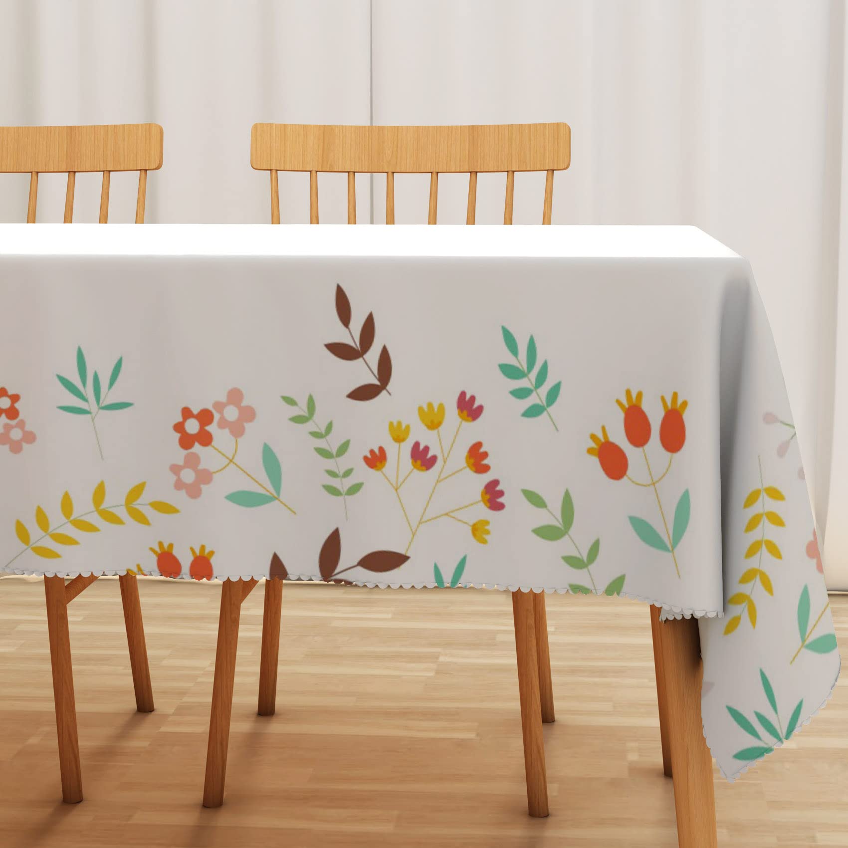 Bovlleetd 108x54inch Floral Table Cloth Rectangular Tablecloth Waterproof Cartoon Color Flowers Plant Dining Room Table Decoration Tabletop Protection for Kitchen Living Room Decor