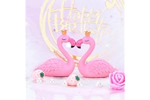 LONCESS Flamingo Fairy Garden Accessories,Cute Flamingos Miniature Figurines for Cake Topper, Car Decoration, Party Decor, Home Decoration, Plant Pots, Bonsai Craft Decor, DIY Craft, Cupcake Toppers