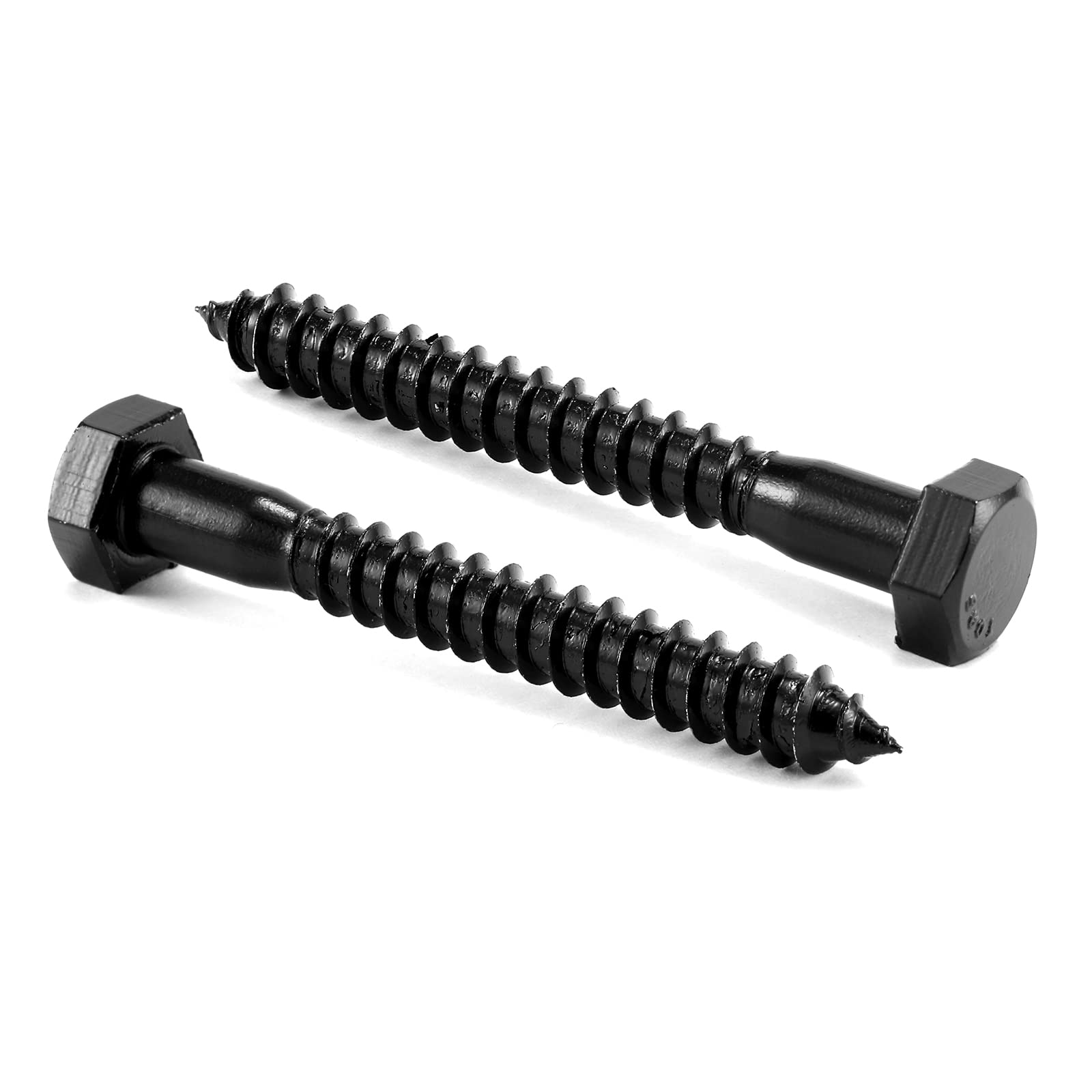 Photo 1 of 1/4" x 2-1/2" Hex Head Lag Screws Bolts 20Pcs 304 Stainless Steel 18-8, Partial Thread, Hexagon Head Wood Screws Black Oxide by SG TZH