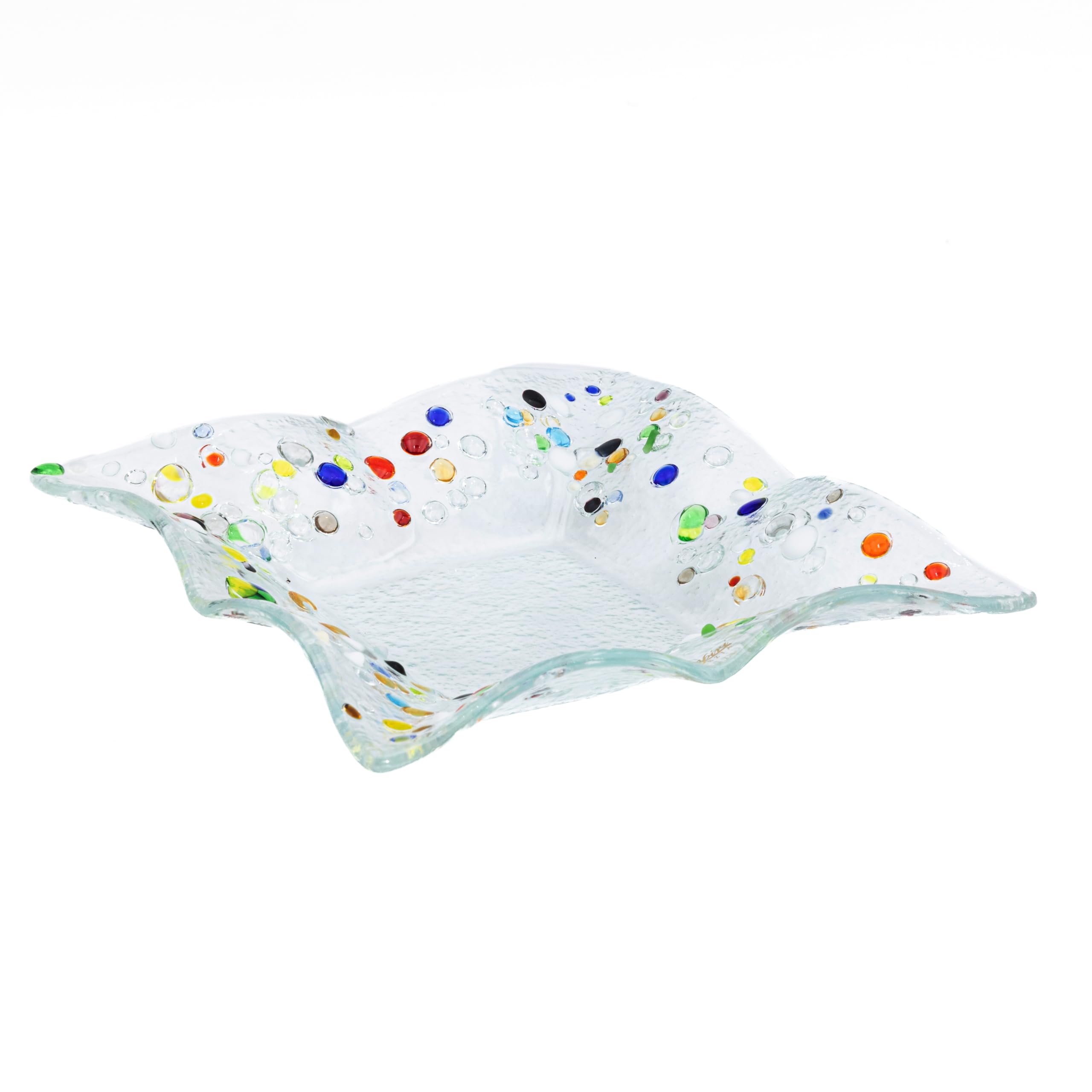 Sospiri Venezia - Hand-Decorated Murano Glass Pocket Tray Home Ornament - Gift Idea for Ceremony Favor with Elegant Box (7.3x17.3 inc Square)