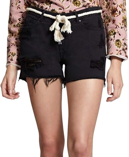 womens black cut off shorts