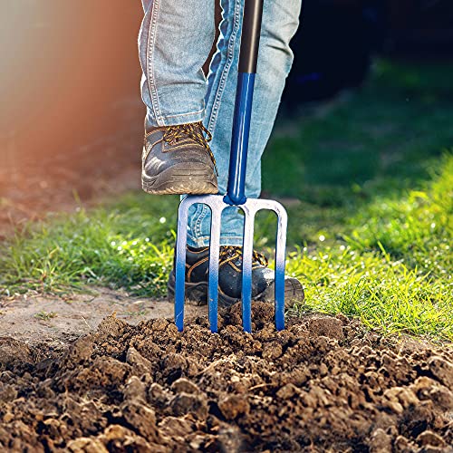 KADAX Heugabel, Grabgabel mit D-Griff, Mistgabel mit Kopf aus hochqualitativem Stahl, ergonomische Gabel für Garten, Forke, Spatengabel, Unkraut, Steine, Gartenforke (Metallstiel) – Bild 8