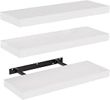 STOREMIC Floating Shelves 3 White Wall Shelves Screw Mounted 40x14x3cm
