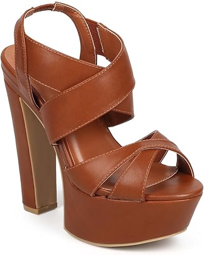 cognac platform sandals