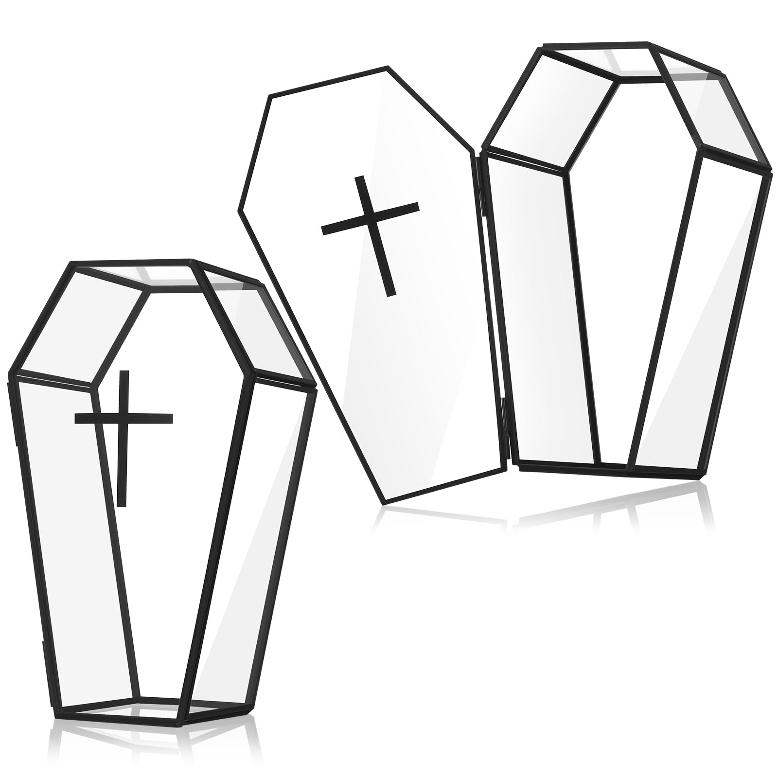 Sasylvia 2 Pcs Coffin Box Coffin Jewelry Box Gothic Jewelry Storage Coffin Shaped Glass Jewelry Box Gothic Halloween Storage Casket Decoration Gothic Home Decor Jewelry Box with Lid for Party