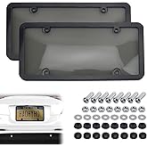 2PCS Clear License Plate Covers and Frames, Personalized License Plate Frame with Screws Screw Caps Washers, Rust-Proof Auto LicensePlate Holder, Universal License Protector for Standard US Plates