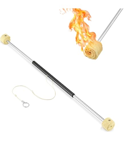 Fire Poi, Flow, Spinning, tête de mèche Kevlar 50 mm, accessoire de cirque, accessoire de danse – pour festivals et spectacles (63 cm