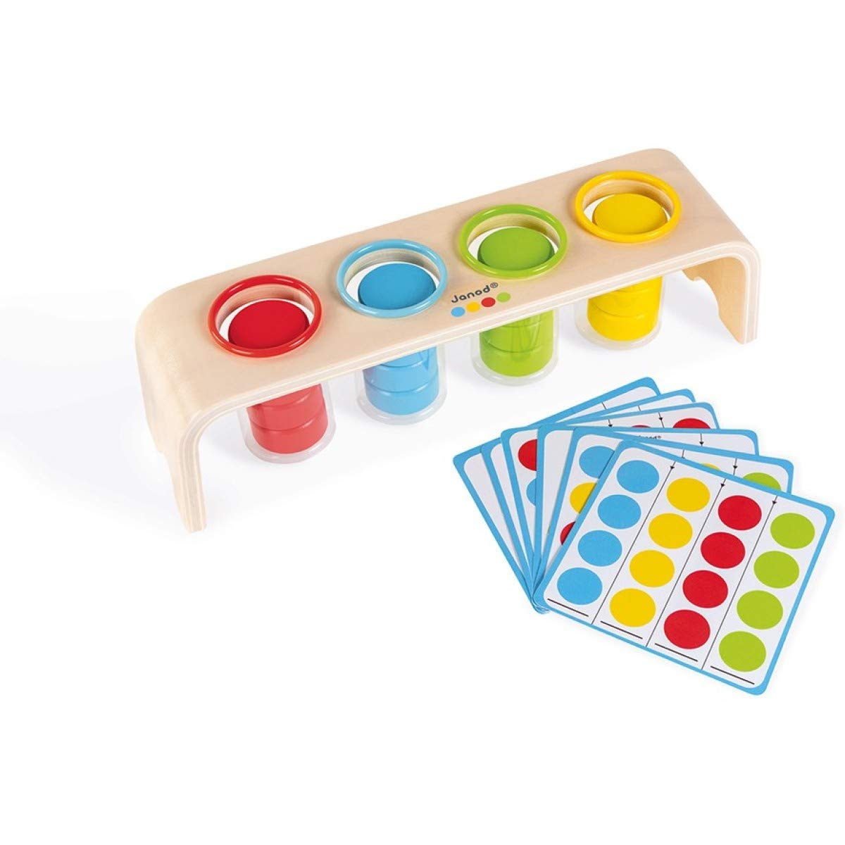 Janod - Essential - Colours Sorting - Wooden Early Learning Educational Game - Teaches Colours and Fine Motor Skills - Water-based Paint - Ages 2 and up. - J05066