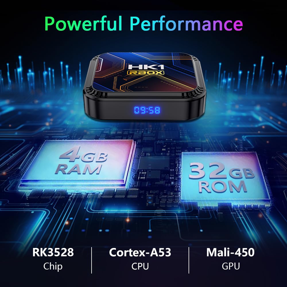 Android 13.0 TV Box 4GB RAM+64GB ROM, Box Support 4K/6K/8K WiFi 5 RK3528 Chipset with HDR10 Bluetooth4.0 USB 2.0/3.0 100M Ethernet Android Box with Voice Remote Control, HD Streaming