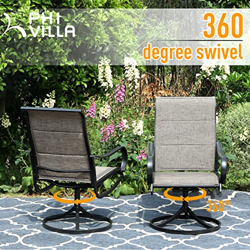 PHI VILLA Outdoor Swivel Patio Dining Chairs Set of 2, All Weather