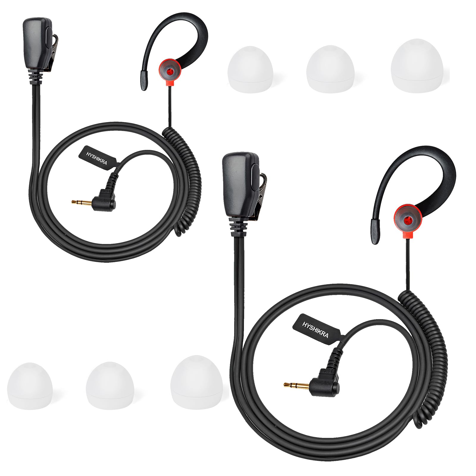 HYSHIKRA 1 Pin 2.5 mm Radio Earpiece with Mic PTT Security Headset Compatible with Motorola TLKR-T60 T80 T82 T-92 H2O T80 Extreme T82 Extreme Walkie Talkie (RED, 2 PACK)