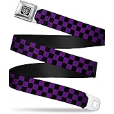 Buckle-Down Seatbelt Belt - Checker Black/Purple - 1.5