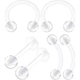 6PCS Bioplastic Clear Curved Piercing Retainer 16 Gauge 5/16 8mm Ball Helix Septum Earrings Cartilage Jewelry 2499