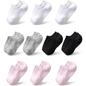Nurtursoft Girls No Show Socks, 10-Pack Soft Cotton Low Cut Non Slip Short Socks for Kids Ages 5-15