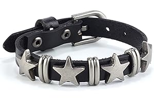 Jeilwiy Punk Leather Wristbands for Men Bracelets Handmade Wide Cuff Bangle Braided Jewelry Black Brown Adjustable - Punk Father's Gifts