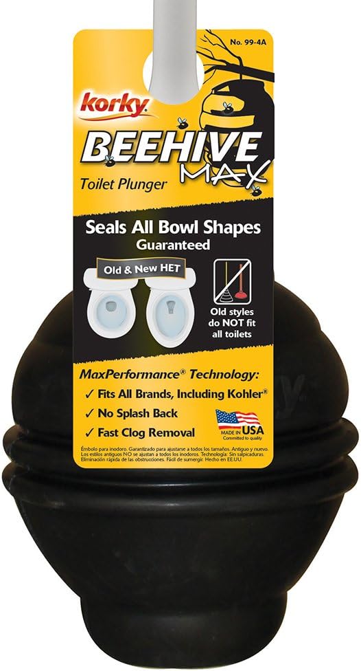 Korky 994A Beehive Max Universal Toilet Plunger Fits all Old and New