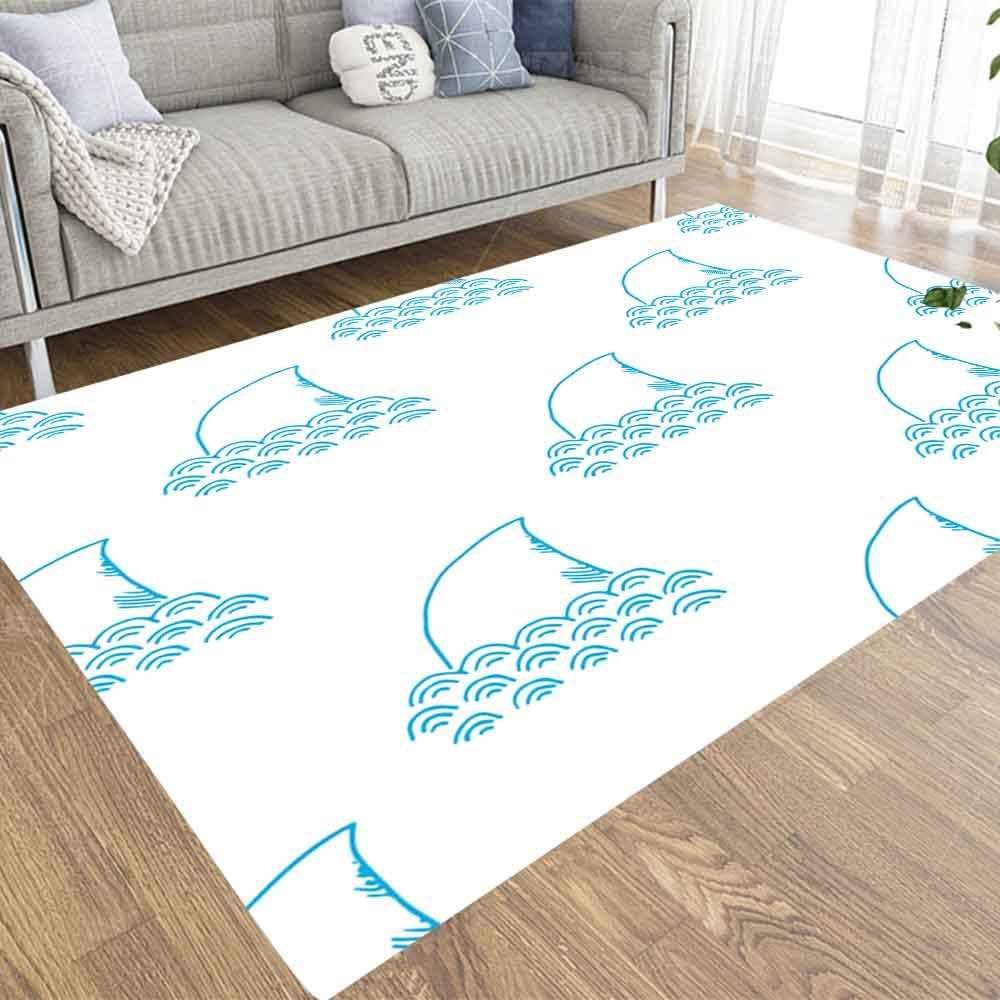 Area Rug Pad,Dethel 5X7 Abstract Area Rug Neutral Area Rug Shark Pattern Sketched Doodle Shark Rustic Area Rugs Area Rugs for Girls Dorm Area Rug