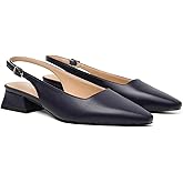 Mostrin Womens Chunky Low Heels D'Orsay Slingback Block Heel Pumps Closed Square Toe Dress Shoes for Work Office Daily Wedding
