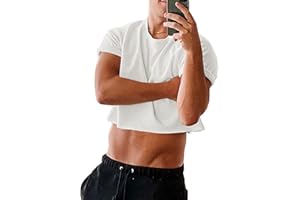 Karlywindow Mens Cropped Tank Top Short Sleeve Print Cotton Crop T Shirt Hot Shirts