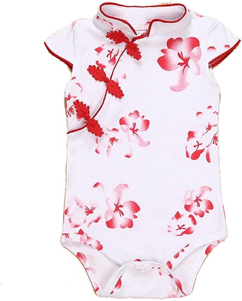 Victoriay Baby Girl's Chinese Printing Cheongsam Romper Jumpsuit Outfits Clothes