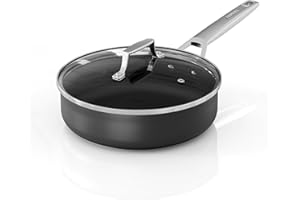 MSMK 10 inch Non Stick Frying pan with lid, 3.5 QT Saute pan with lid, German Water-Based Coating Technology, Scratch-Resista