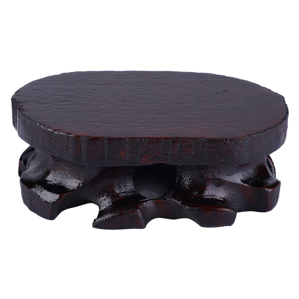 Buachois Solid Wood Display Stand Base,9*5.2*2.5 cm Blackwood Vintage Multifunctional Round Vase Base Ornament Wooden Bracket Small Bonsai Pedestal,Teapot Base Oriental Display Stand