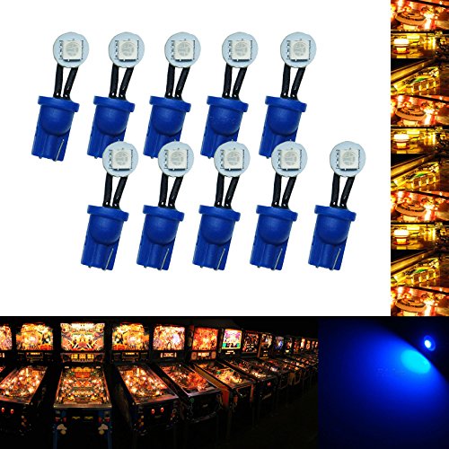PA 10PCS #555 T10 1SMD LED Wedge Pinball Machine Light Side View Bulb Blue-6.3V