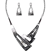 SFE Irregular Enamel Triangle Shape shell Collar Bib Bohemian Boho Statement Necklace Earrings Fashion Costume Jewelry Set for Women