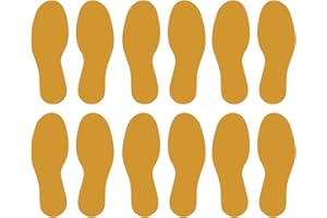 LiteMark Floor Vinyl Decals Footprint Stickers – line up Stickers for Classroom Floor, Offices, Dance, Events – Durable Gloss Finish Spot Markers, Butterscotch, 9 Inch, Pack of 12 Pcs (6 Pairs)