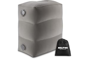 MALITON Inflatable Travel Foot Rest Pillow, Kids Airplane Bed, Adjustable Height Leg Pillow for Air Travel, Make a Flat Bed for Kids and Toddlers, Great for Airplane, Train, Car（Grey, 1 Pack）