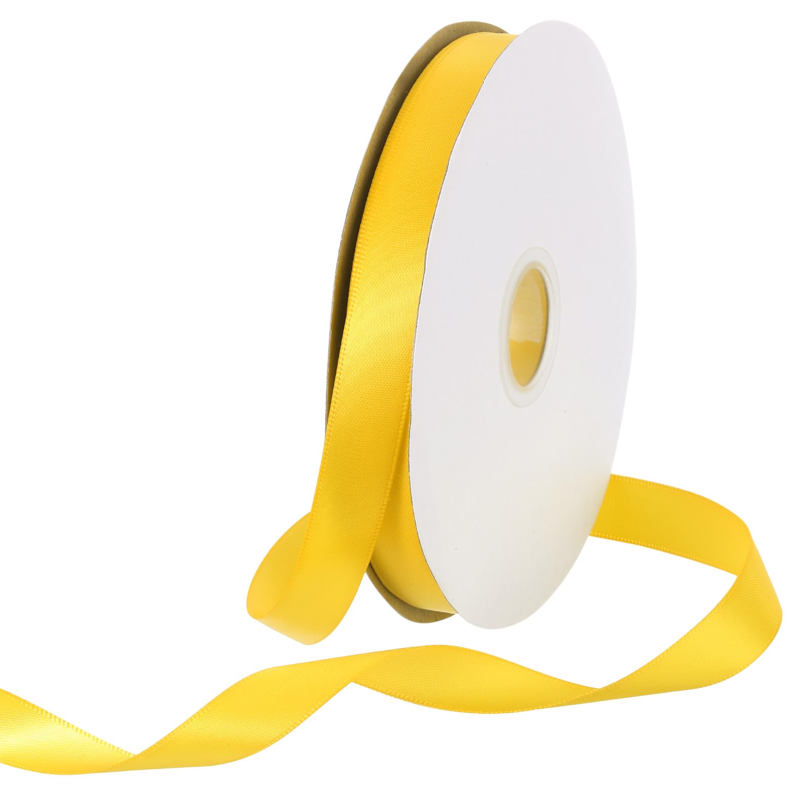 Rebower 15mm Satin Ribbon 46m Thick Double Face Grosgrain Silk Ribbon, [for Gift Wrapping, Hair Bows, Wedding, Cake, Flower] - 50 Yard/150ft/ Olive Yellow